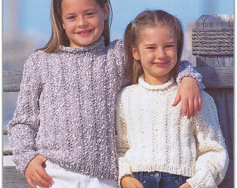 Modello per maglione a maglia grossa da bambina / Modello per maglione da bambina