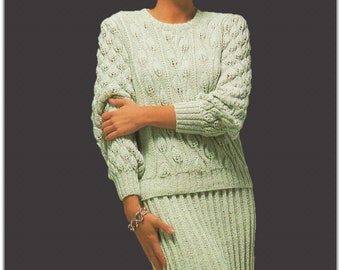 Women's Ribbed Skirt and Sweater Knitting Pattern