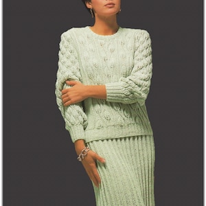 Women&#39;s Ribbed Skirt and Sweater Knitting Pattern