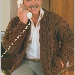 Men's Aran Cardigan Knitting Pattern / Men's Cable Cardigan / Men's Aran Jacket Cardigan