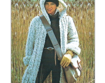 Woman’s Hooded Long Cardigan Knitting Pattern