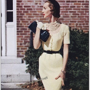 Vintage Short Sleeve Midi Dress Knitting Pattern