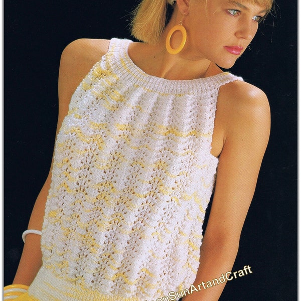 Women's Vintage Sleeveless Summer Top Knitting Pattern / Ladies Summer Top / Women's Jumper Summer Top