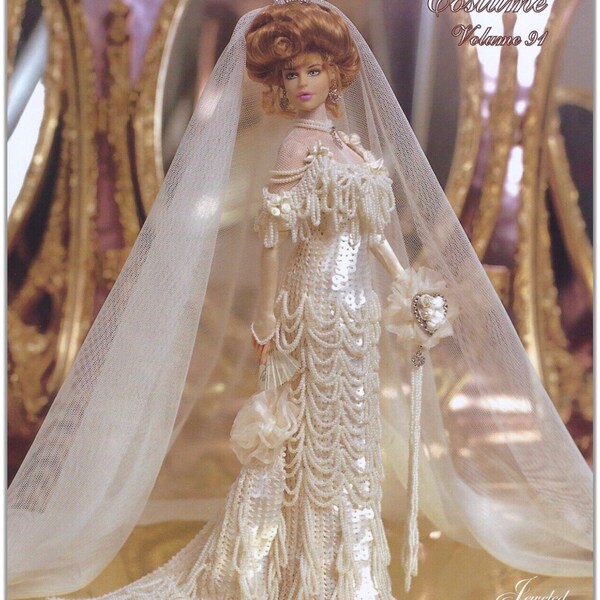 Vintage Style Beaded Barbie Wedding Gown Crochet Pattern 091