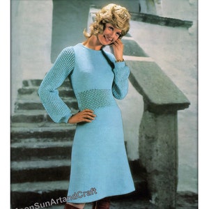 Vintage jurk dames met lange mouwen breipatroon / breipatroon jurk dames