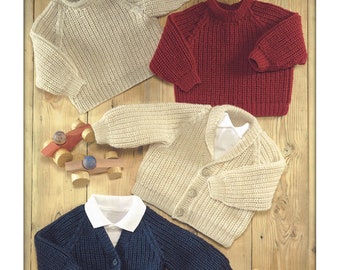 Boys, Girls Fisherman Sweater / Babies, Toddlers, Kids Cardigan and Sweater Knitting Patterns / Sizes 0-12 months and 1-6 years
