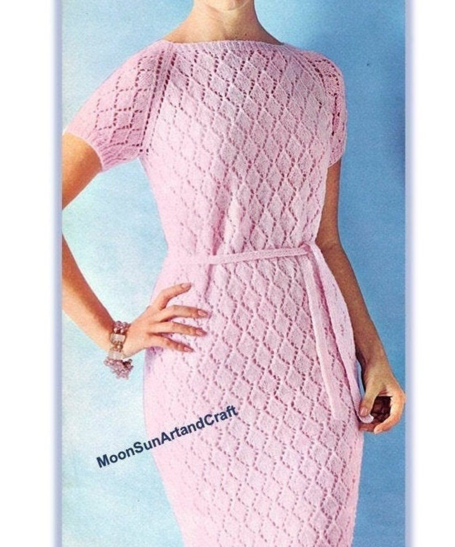Elegant Vintage Knitted Dress Pattern PDF Etsy