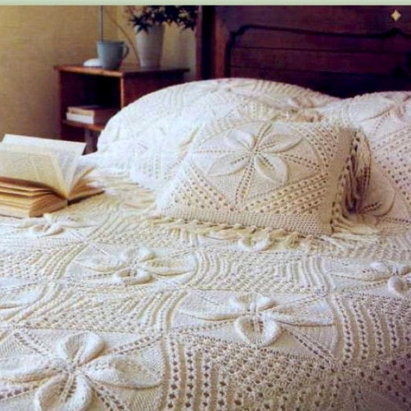 Knitted Counterpane Afghan Bedspread Throw and Pillow Pattern