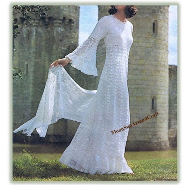 Modèle enchanteur de robe de mariée au crochet / Modèle de robe longue rétro / Modèle de robe au crochet