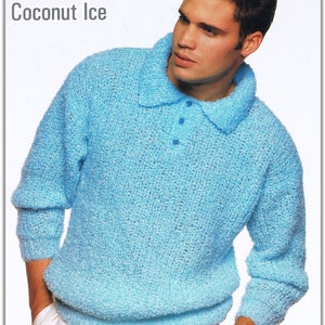 May include: A light blue knitted sweater with a collared neckline and button closure. The sweater has a textured, fuzzy appearance. The text "Wendy Coconut Ice" is visible at the top of the image.