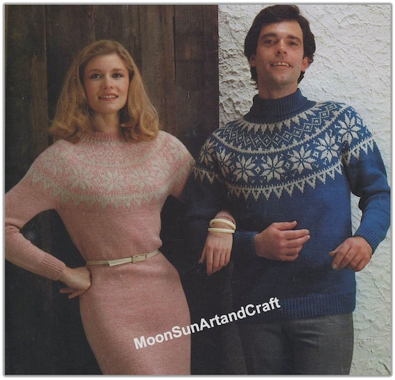 Women's Sweater Dress and Men's Sweater Knitting Pattern / Fair Isle Dress  / Fair Isle Sweater