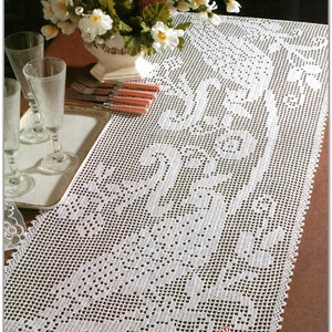 Vintage Table  Runner Crochet Pattern, Doily Crochet Pattern