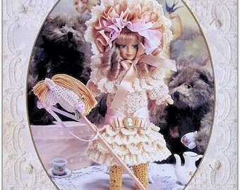 Baby Sister Fashion Dockklänning Virkmönster 001 / Vintage dockklänning Virkmönster (Engelska)