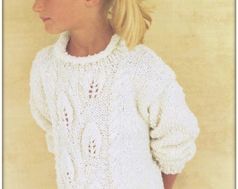 Modello per maglia grossa da bambina / Maglia da bambina / Maglia a collo alto da bambina