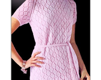 Elegant Vintage Knitted Dress Pattern PDF