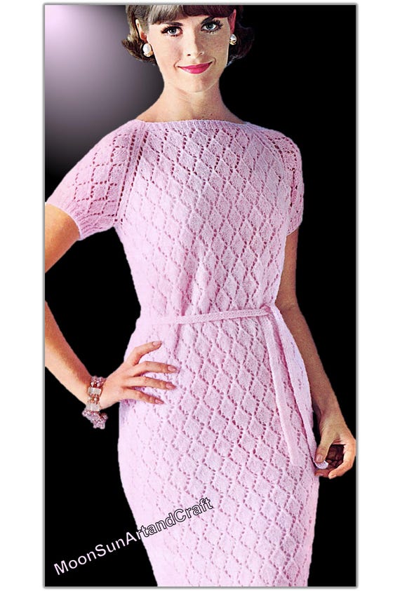Elegant Vintage Knitted Dress Pattern PDF