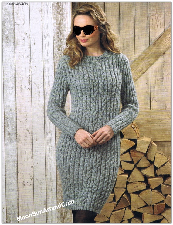 Women's Sweater Dress Knitting Pattern 