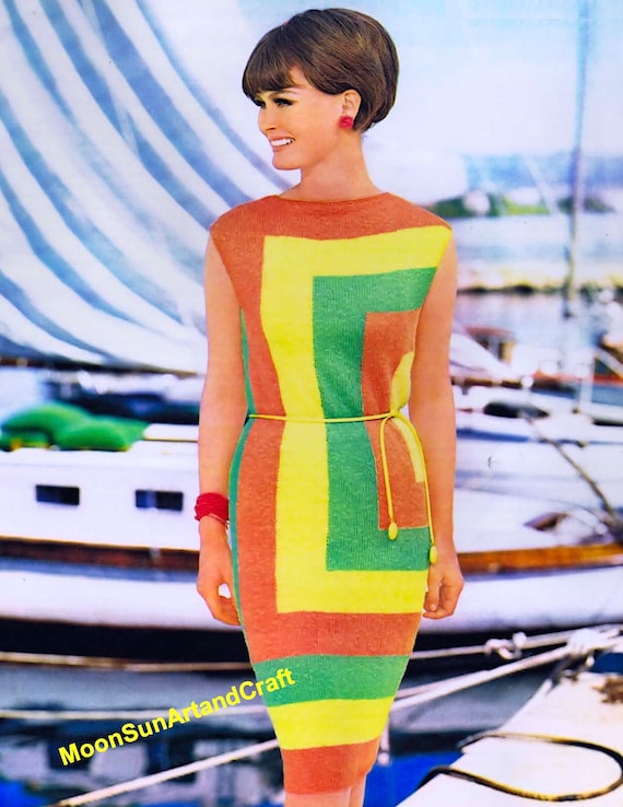 Sleeveless Color Block Dress Knitting Pattern - Etsy