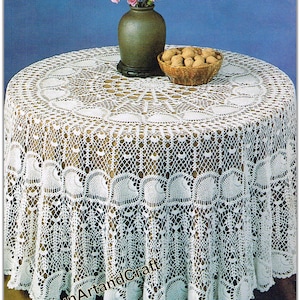 Vintage Pineapple Round Tablecloth Crochet Pattern 01