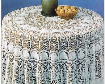 Vintage Pineapple Round Tablecloth Crochet Pattern 01