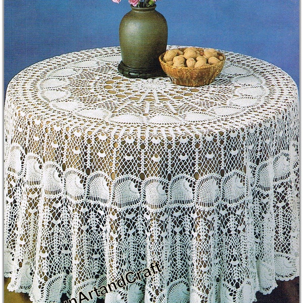 Vintage Pineapple Round Tablecloth Crochet Pattern 01