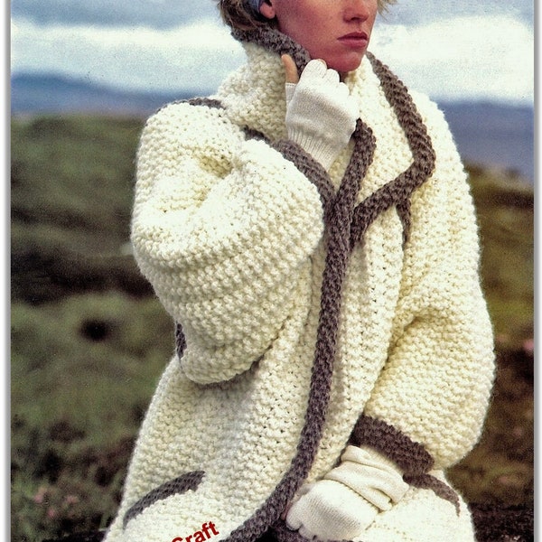 Women's Chunky Coat Knitting Pattern (English)