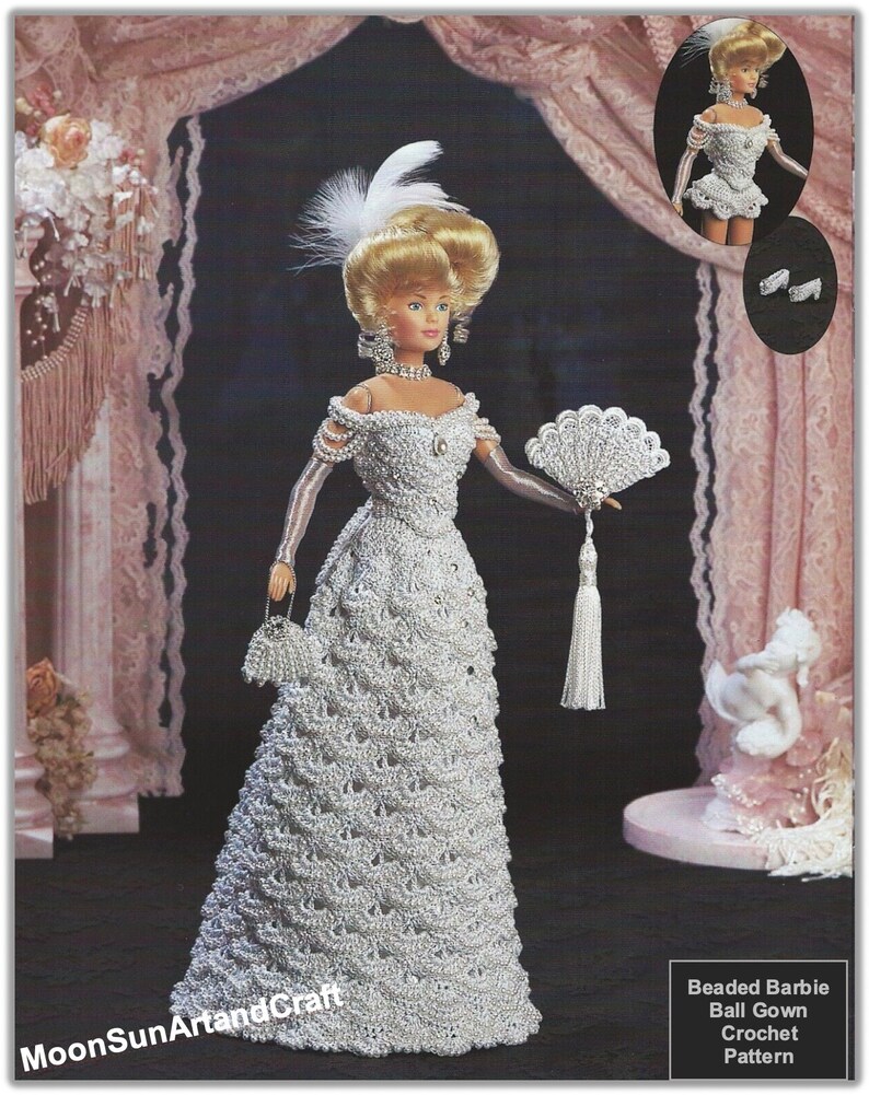 Beaded Barbie Ball Gown Crochet Pattern 017 Etsy