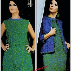 Vintage Two Piece Women&#39;s Dress Set Knitting Pattern