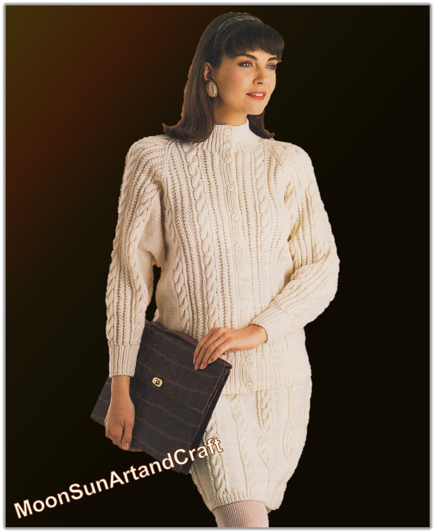Modèle de tricot de tailleur Aran veste et jupe femme / tailleur femme Aran vintage