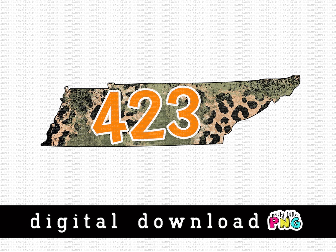 TN Tennessee 423 Area Code Sublimation PNG Digital | Etsy