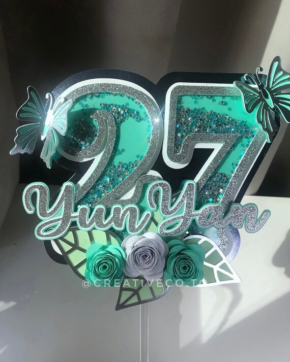 Custom Flowers & Butterflies Numbered Birthday Cake Topper | Etsy