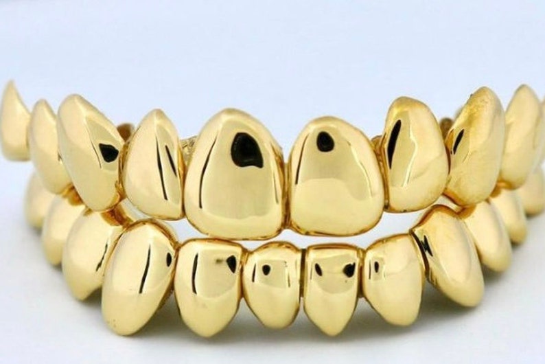 22k dental gold Grillz 6 teeth Florida slug deep perm cut pull | Etsy