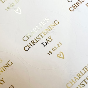 Custom name Christening Day stickers, Christening, Christening Day, Foil Stickers Christening Favours, Gold Silver Rose Gold Foil Holy Day