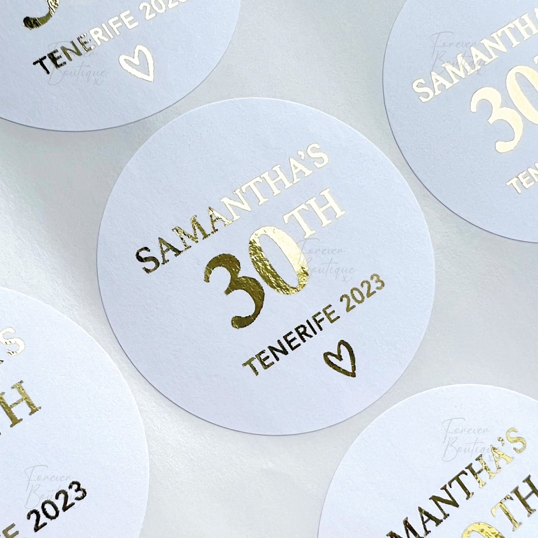 30th Sticker Custom Name Age Birthday Stickers, 30th Birthday, Foil Stickers ...