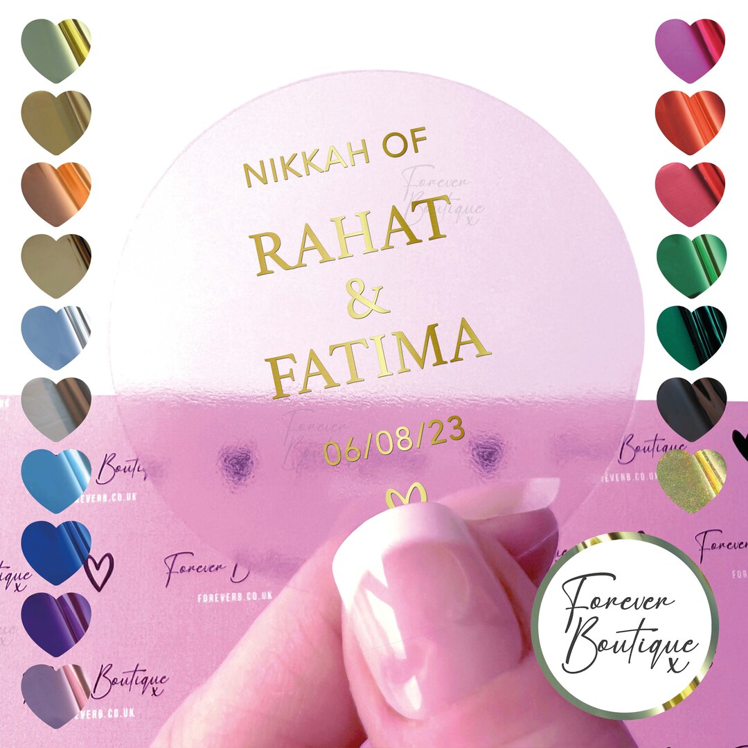 Personalised Name & Name Nikkah Stickers, Envelope Seal, Gold Foil Stickers, Wed, Custom Name