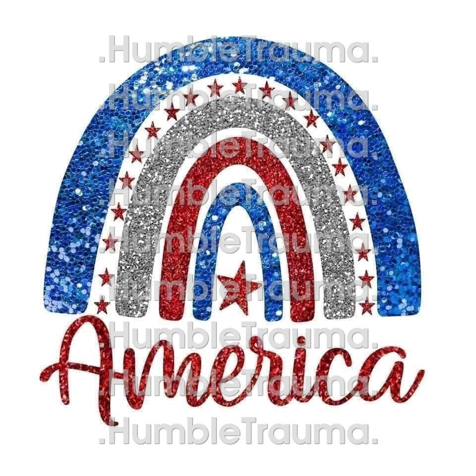 America Rainbow Patriotic PRINTABLE png Sublimation Waterslide Sticker
