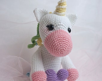Patrón de crochet de unicornio de corazón de EE. UU. - Unicornio de Corazon PATRON de Crochet (Este no es el producto terminado)