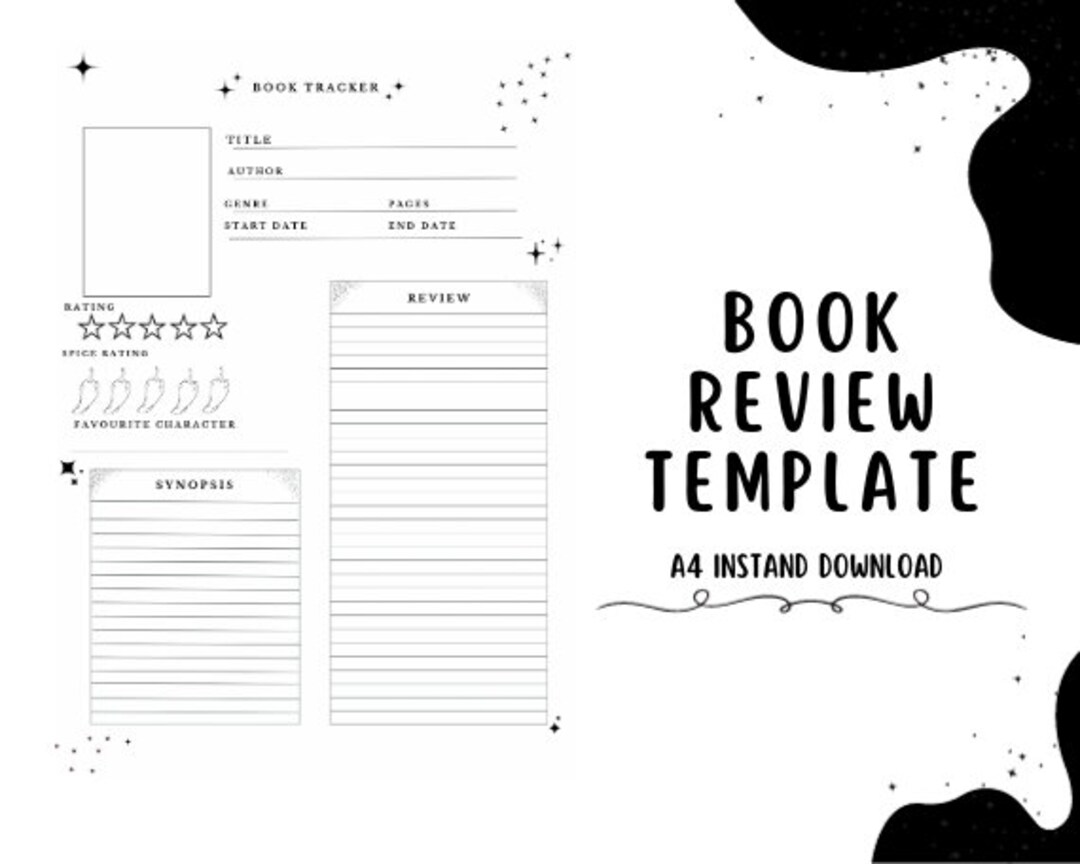 A4 Book Review Template Printable Book Review Book Tracker Book a4-book-review-template-printable-book-review-book-tracker-book