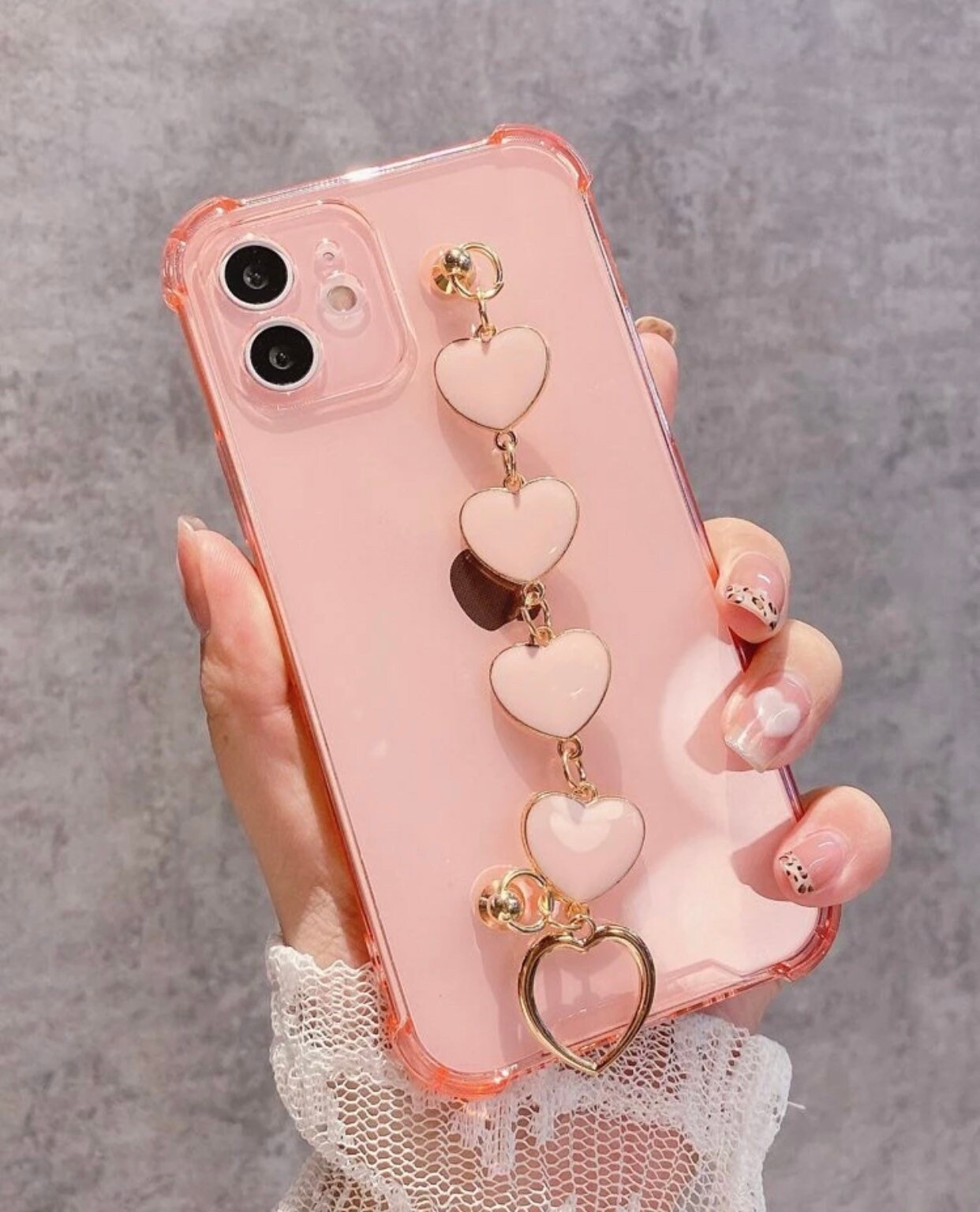 Cute pink Love heart chain iPhone case for iPhone 11 iPhone Etsy
