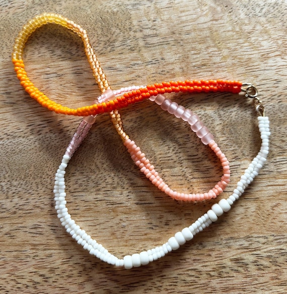 Hand Woven Seed Bead Necklace: Miyuki Glass Beads, Gold Fill Clasp