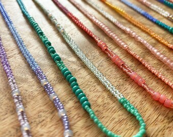 Hand Woven Seed Bead Necklace: Miyuki Glass Beads, Gold Fill Clasp