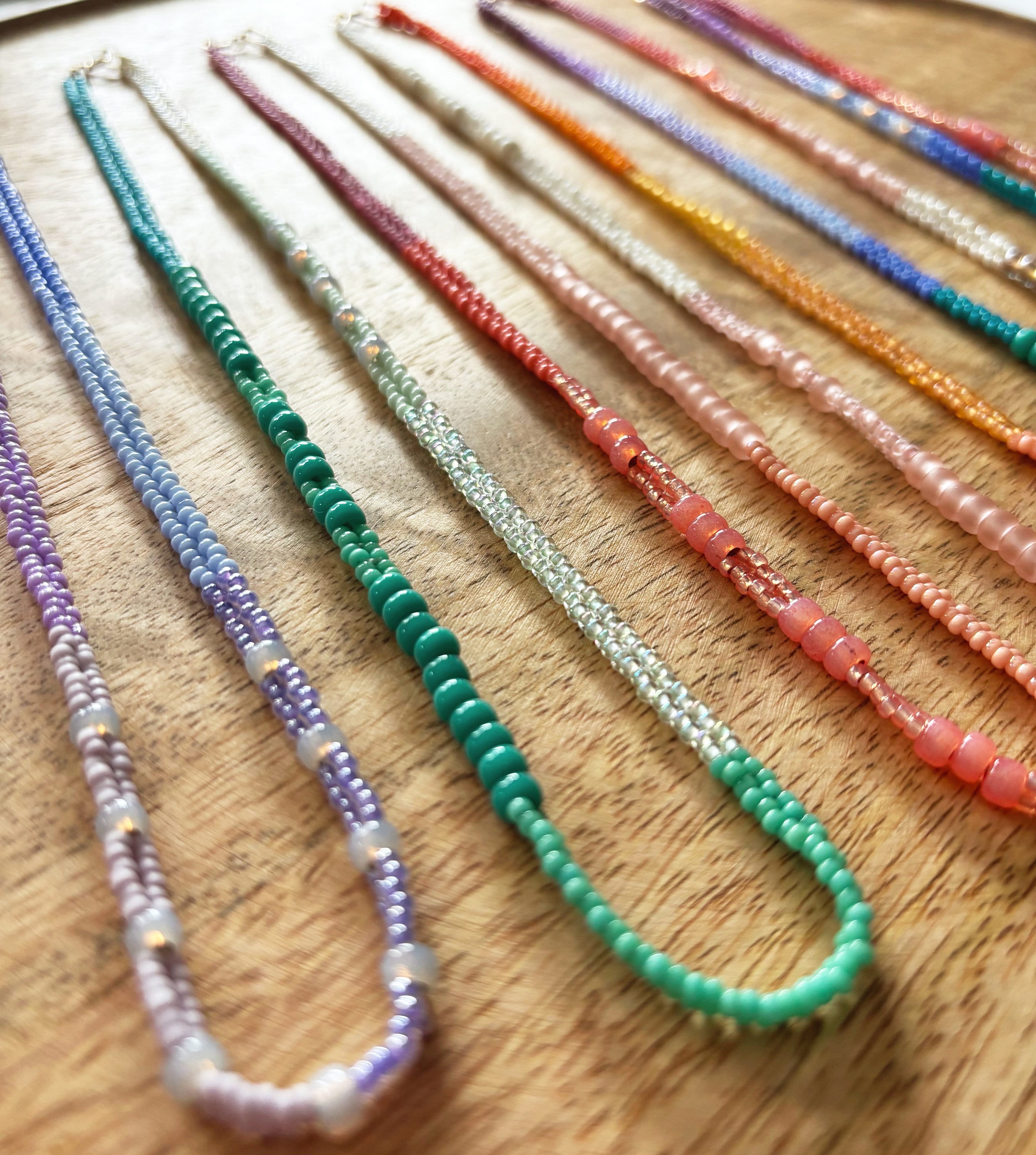 アクセサリー CHOOKE Venetian Seed Beads Neclace Hand Woven Seed Bead Necklace: Miyuki Glass Beads, Gold Fill Clasp