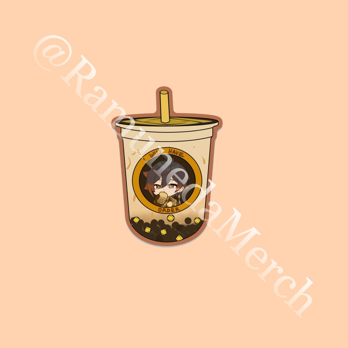 Zhongli Bubble Tea Genshin Impact Sticker Etsy