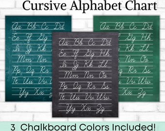 cursive alphabet chart handwriting practice cursive etsy