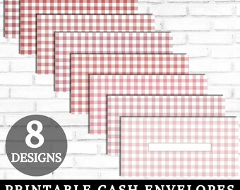 Printable Cash Envelopes, Cash Stuffing Envelopes, Pink Nude Gingham Money Envelopes, Budget Envelopes, Budget By Paycheck DIGITAL DOWNLOAD