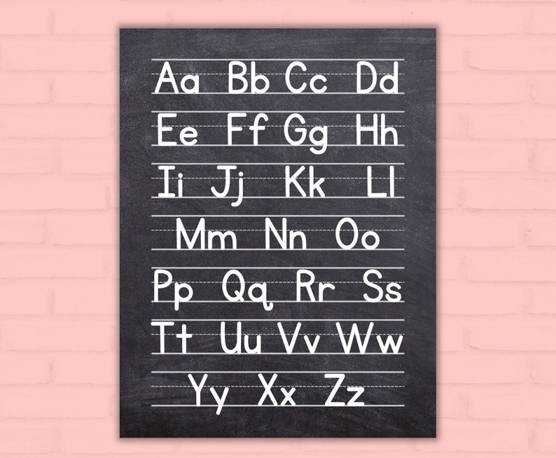 Alphabet Chart, Handwriting Practice Chart, ABC Poster Print, Learn to