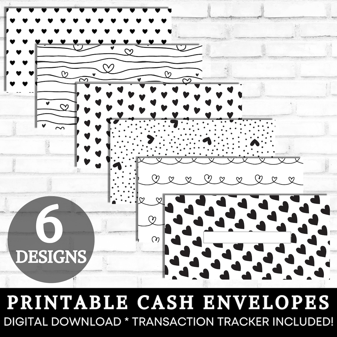Cash Envelopes Printable, Cash Envelope System, Cute Minimalist Black ...