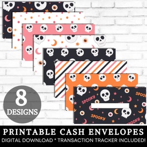 Printable Cash Envelopes, Cash Stuffing Envelopes, Halloween Skulls Money Envelopes, Budget Envelopes, Budget By Paycheck DIGITAL DOWNLOAD