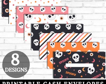 Printable Cash Envelopes, Cash Stuffing Envelopes, Halloween Skulls Money Envelopes, Budget Envelopes, Budget By Paycheck DIGITAL DOWNLOAD