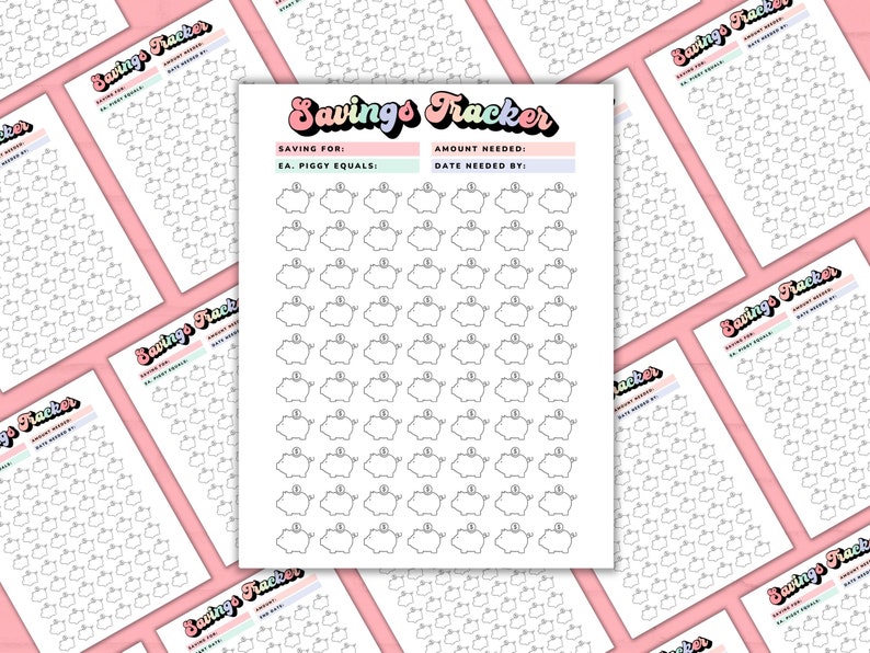Printable Piggy Bank Tracker Sheet, Money Saving Chart, Cute Savings ...